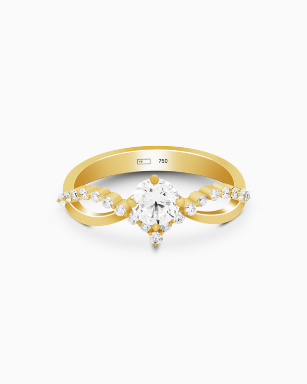 18K Yellow Gold Round Lab-Grown Diamond Bypass Ring – 0.60ct.