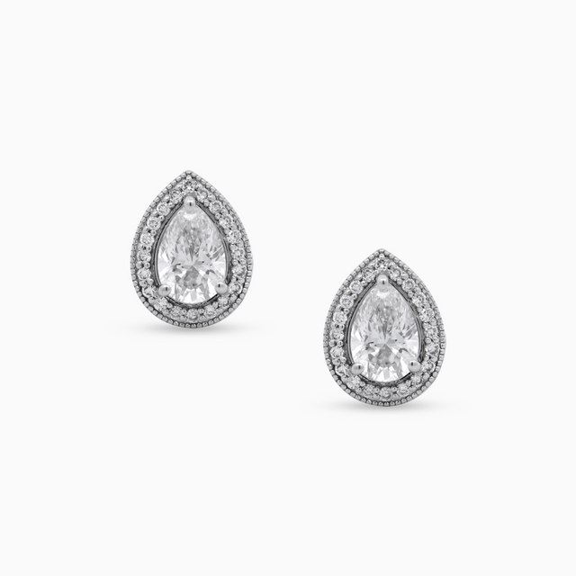 The Pear Halo Diamond Earrings (1.27ctw) – 18k Gold
