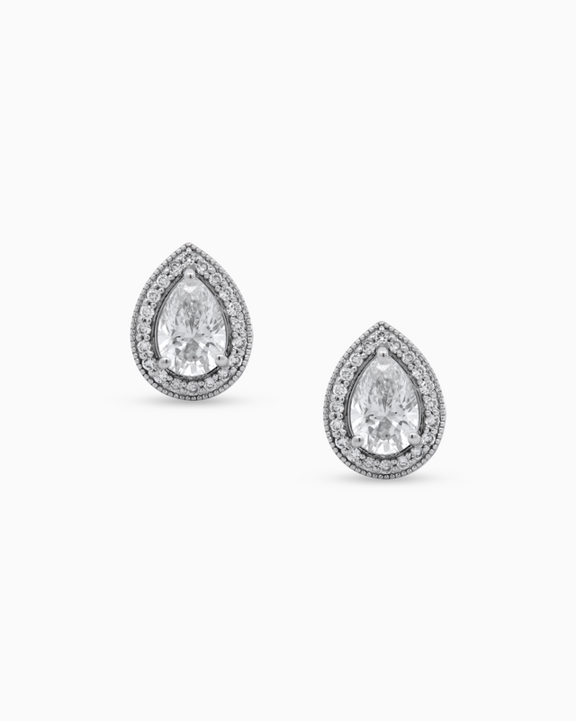 The Pear Halo Diamond Earrings (1.27ctw) – 18k Gold