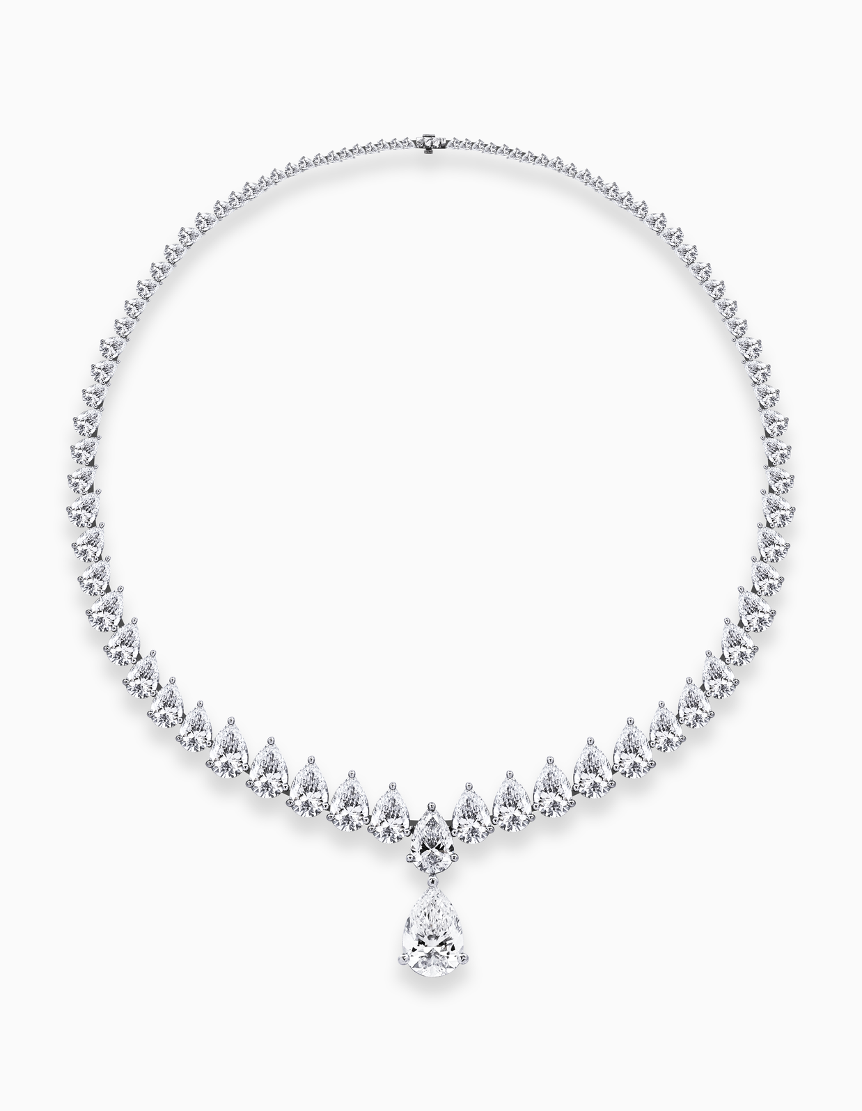 Pear Drop Lab Grown Diamond Necklace – 25.83ctw in 18k White Gold