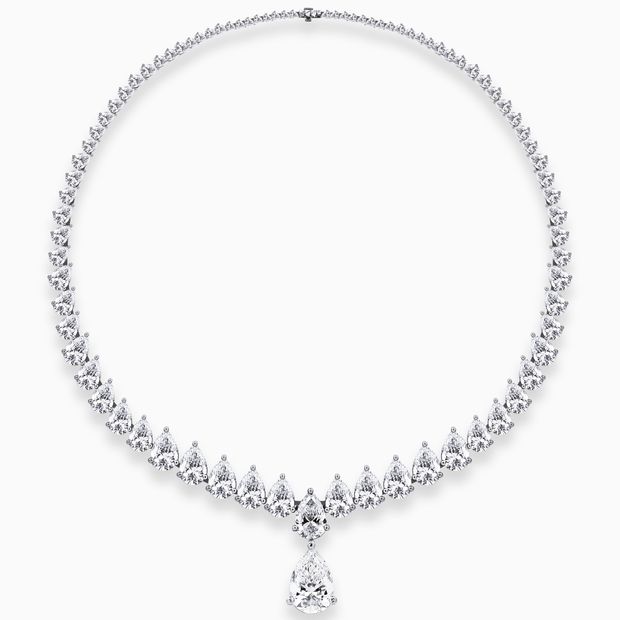 Pear Drop Lab Grown Diamond Necklace – 25.83ctw in 18k White Gold