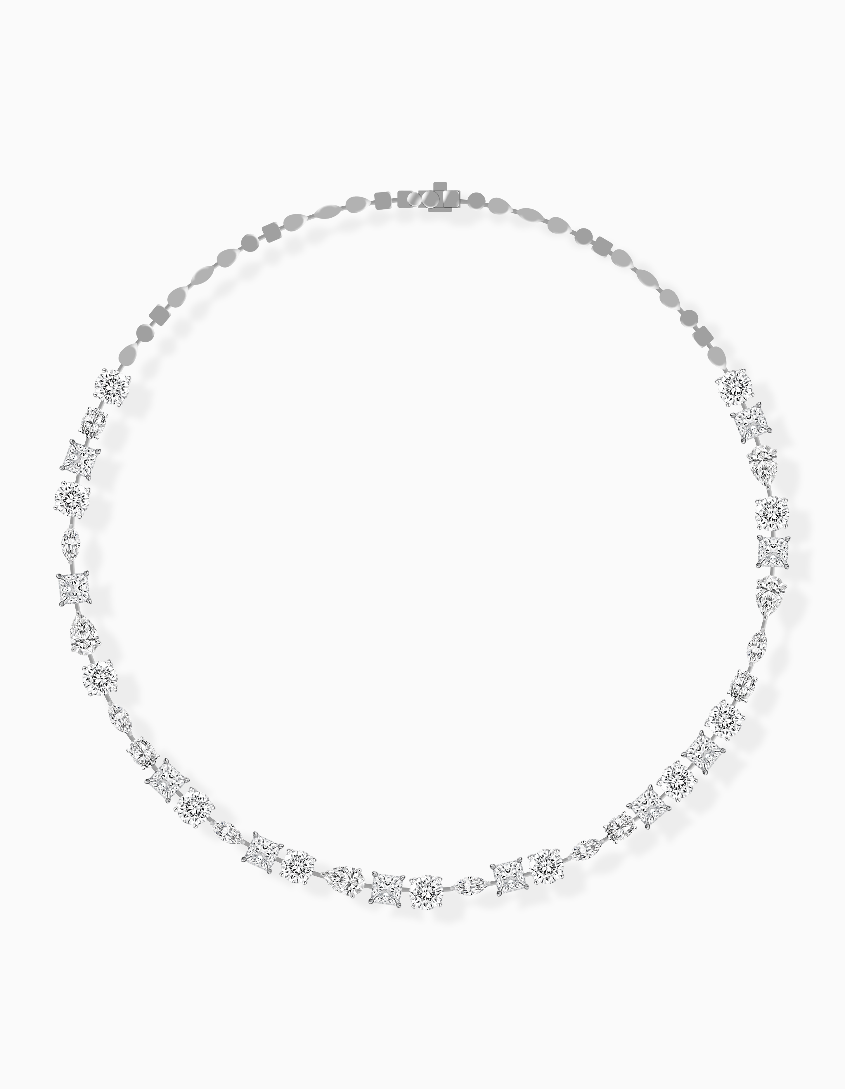 The Mosaic Mix-Shape Diamond Necklace – 16.92ctw (18k White Gold)