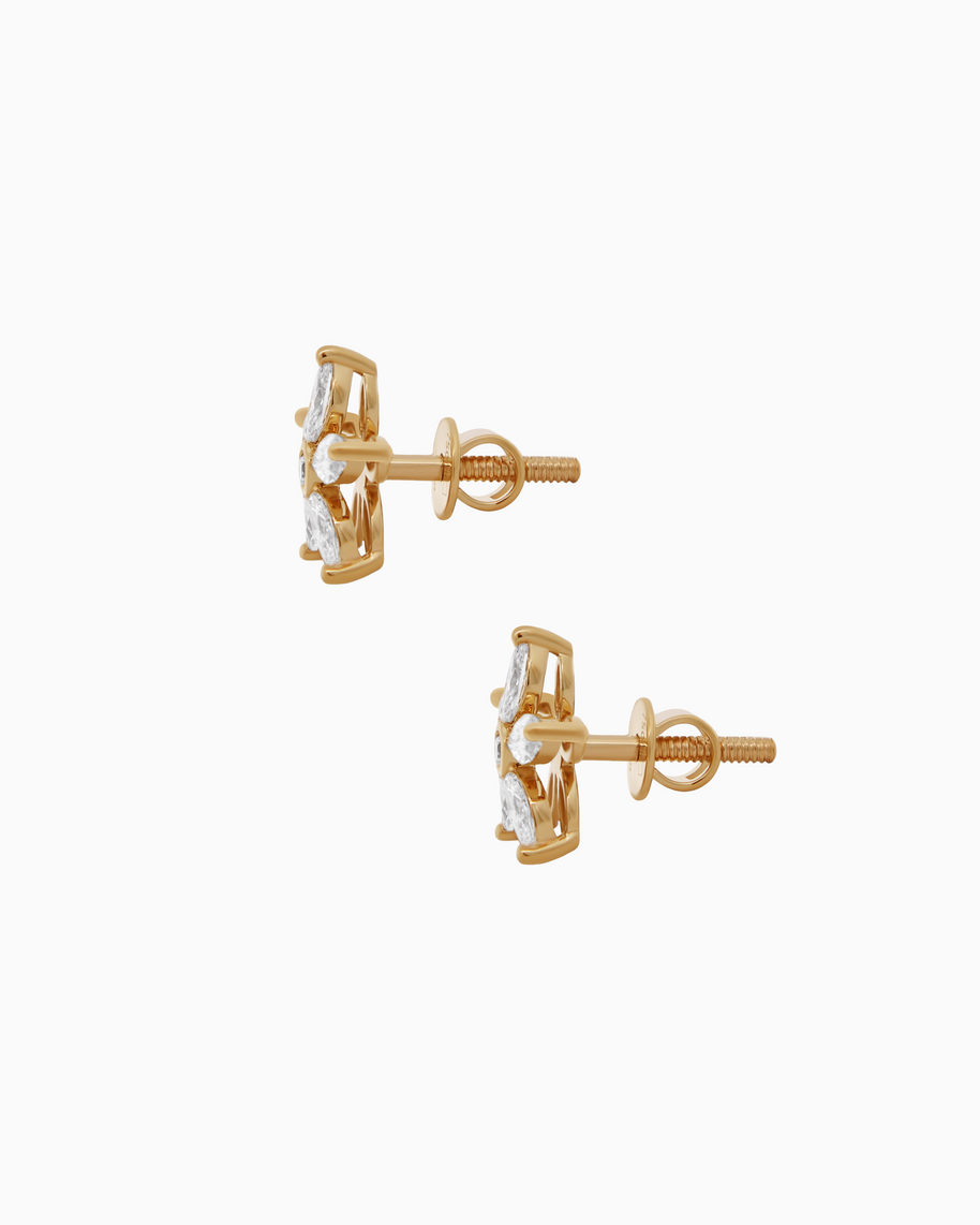 The 5-Petal Marquise Diamond Floral Studs (0.90ctw)