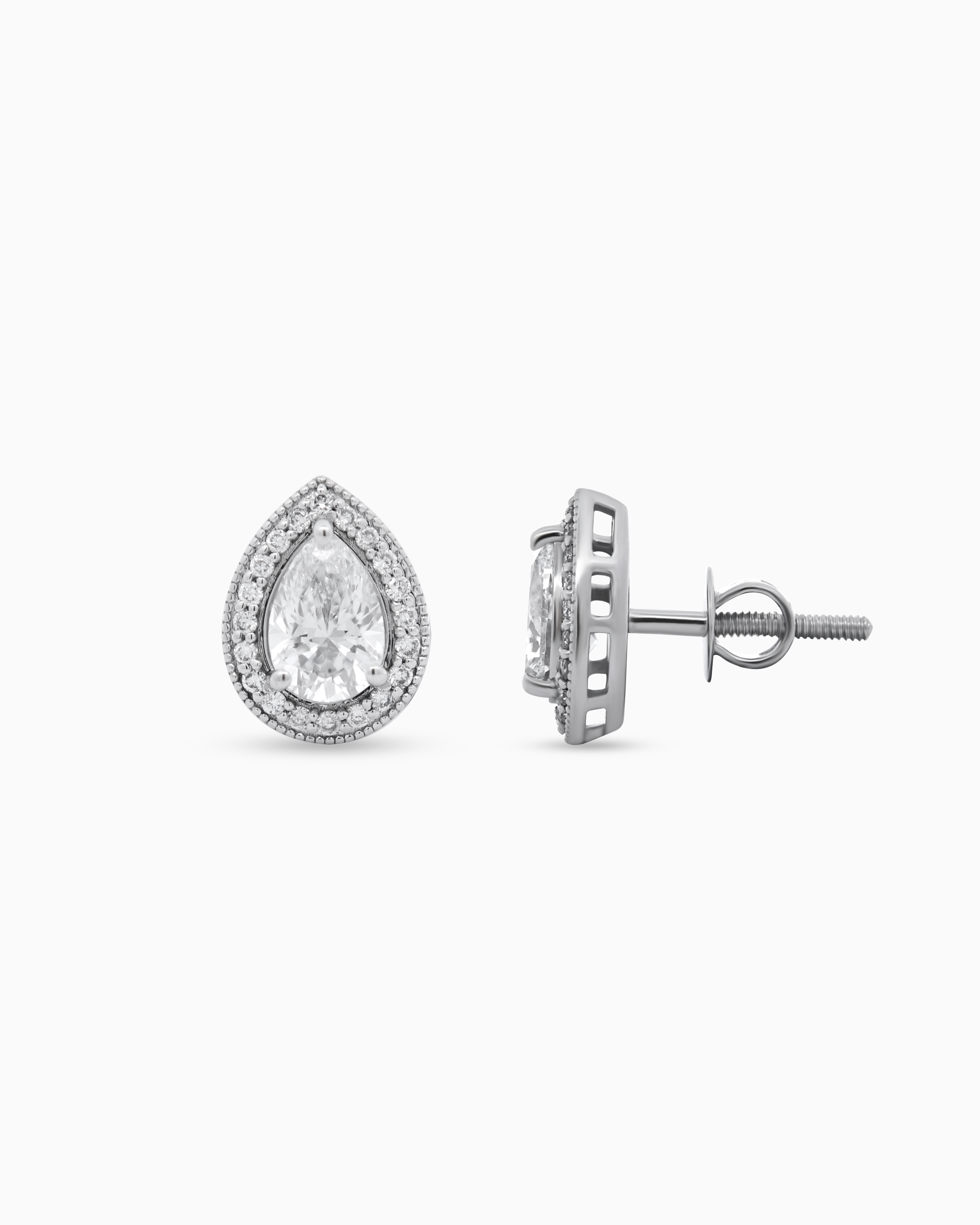 The Pear Halo Diamond Earrings (1.27ctw) – 18k Gold