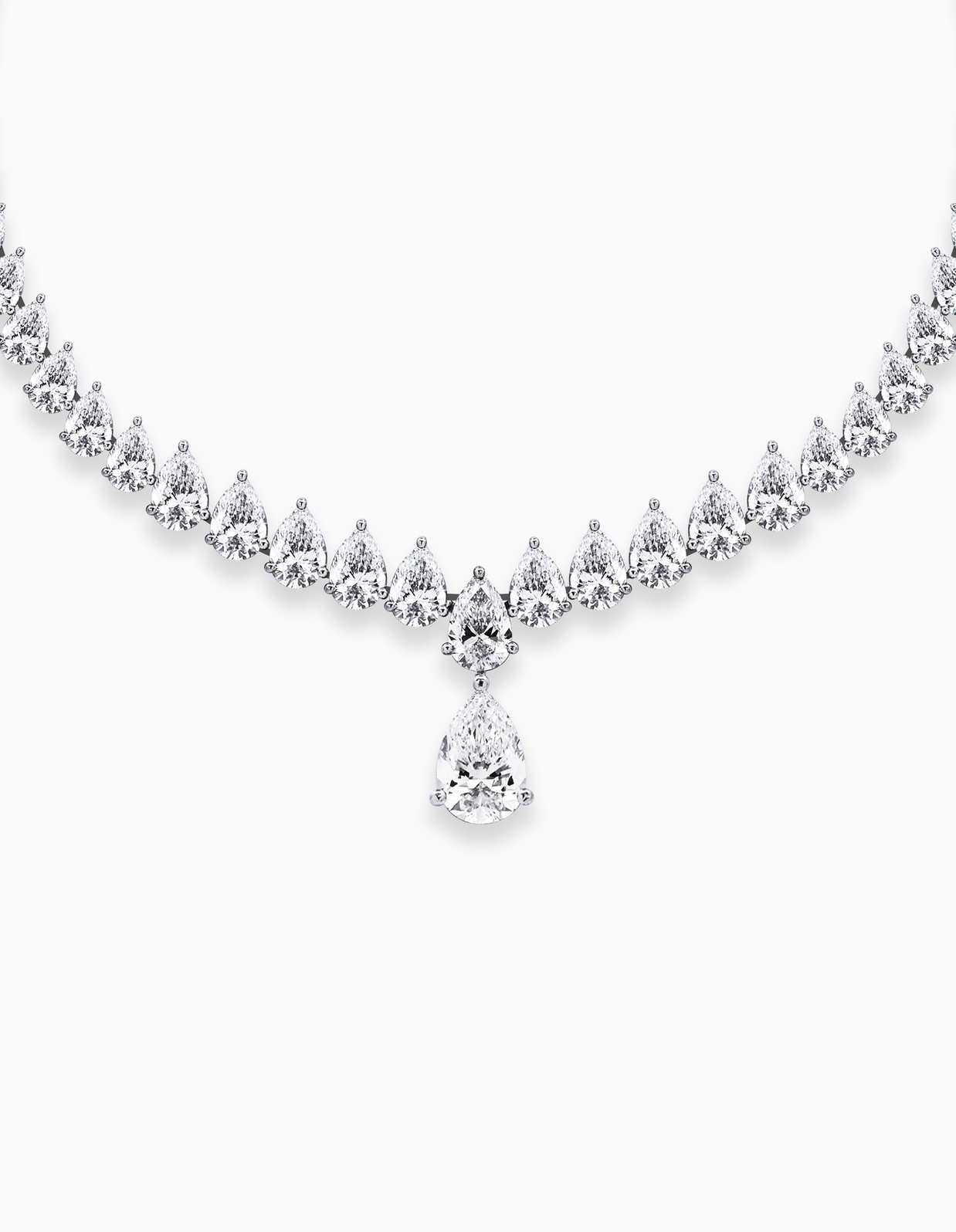 Pear Drop Lab Grown Diamond Necklace – 25.83ctw in 18k White Gold