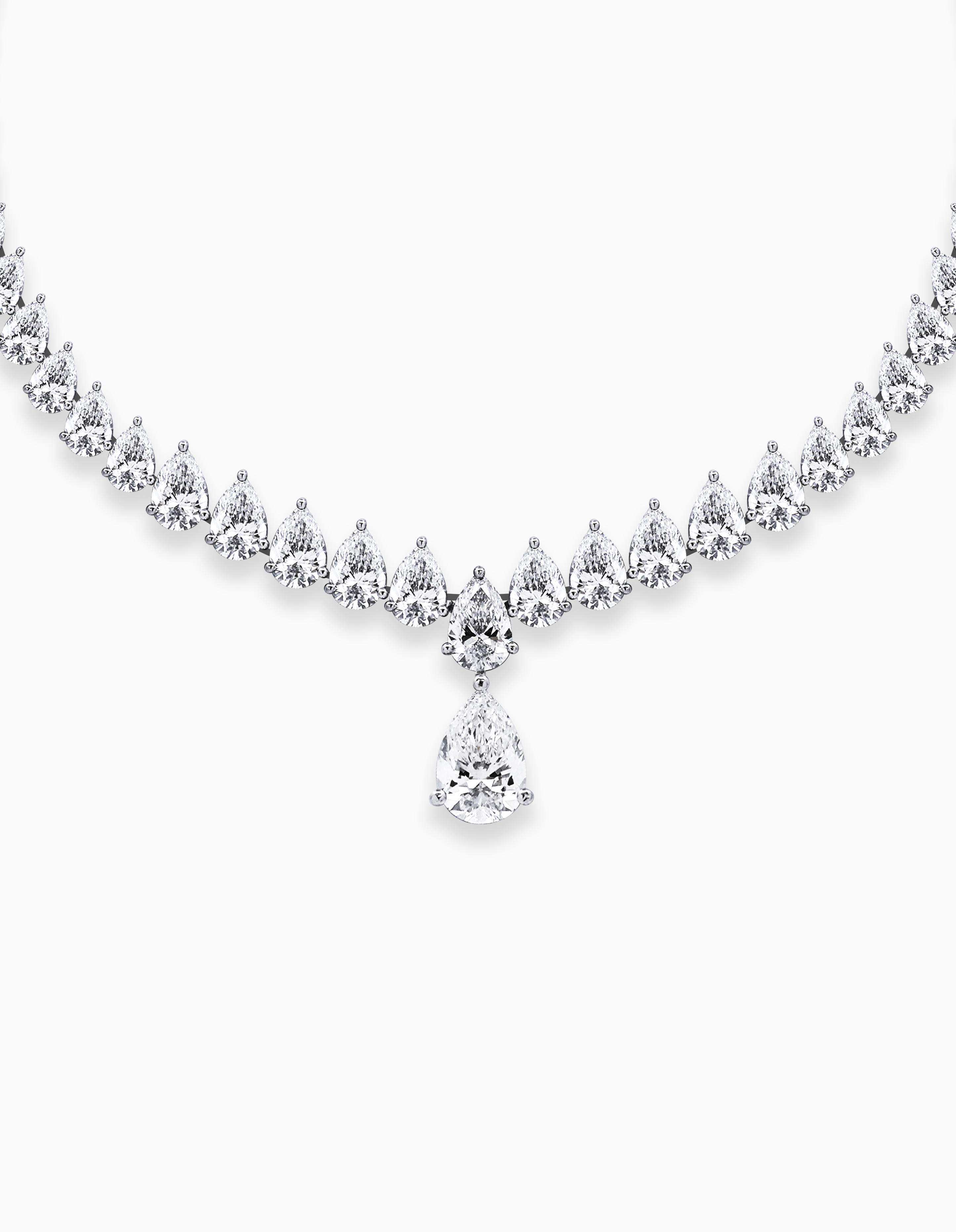 Pear Drop Lab Grown Diamond Necklace – 25.83ctw in 18k White Gold