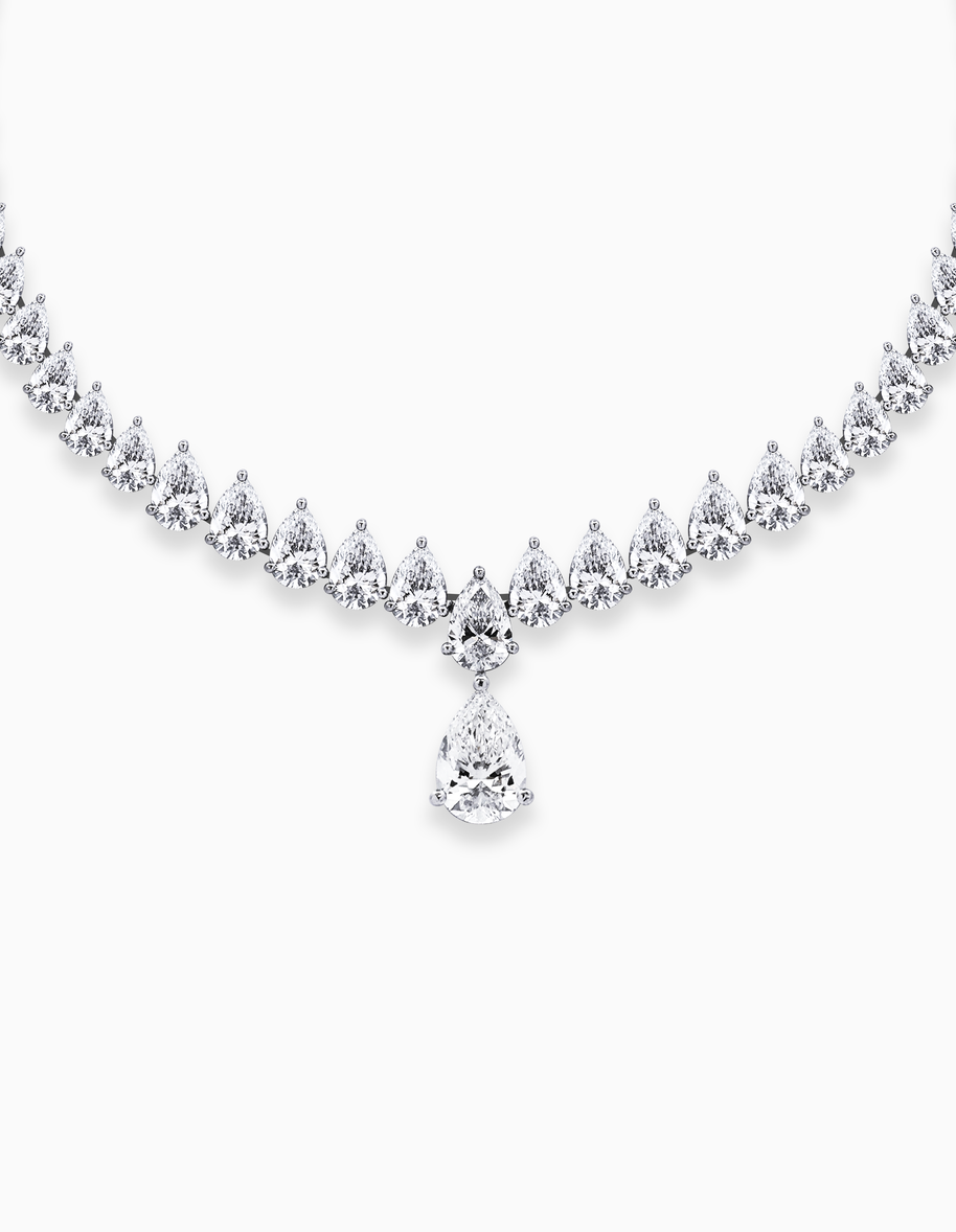 Pear Drop Lab Grown Diamond Necklace – 25.83ctw in 18k White Gold