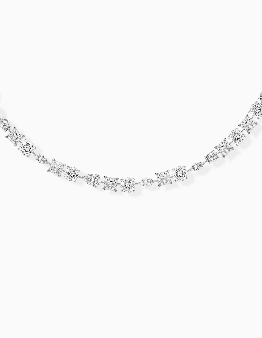 The Mosaic Mix-Shape Diamond Necklace – 16.92ctw (18k White Gold)