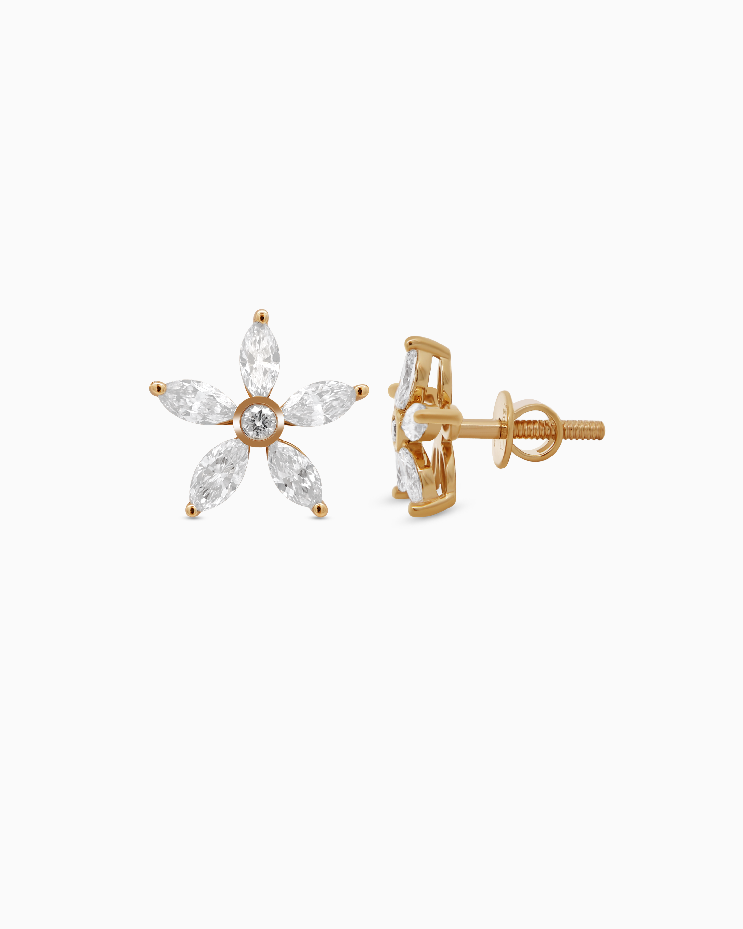 The 5-Petal Marquise Diamond Floral Studs (0.90ctw)