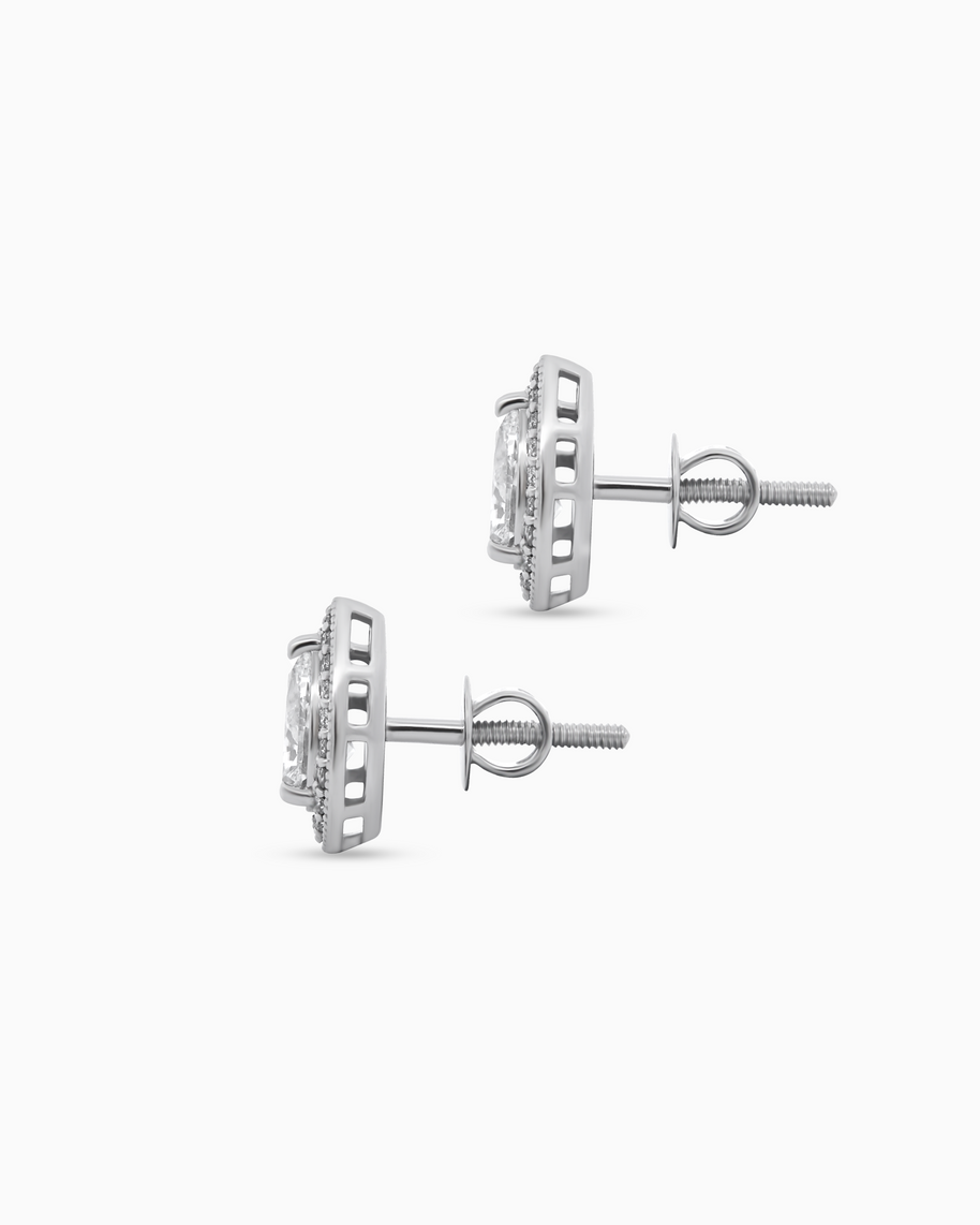The Pear Halo Diamond Earrings (1.27ctw) – 18k Gold