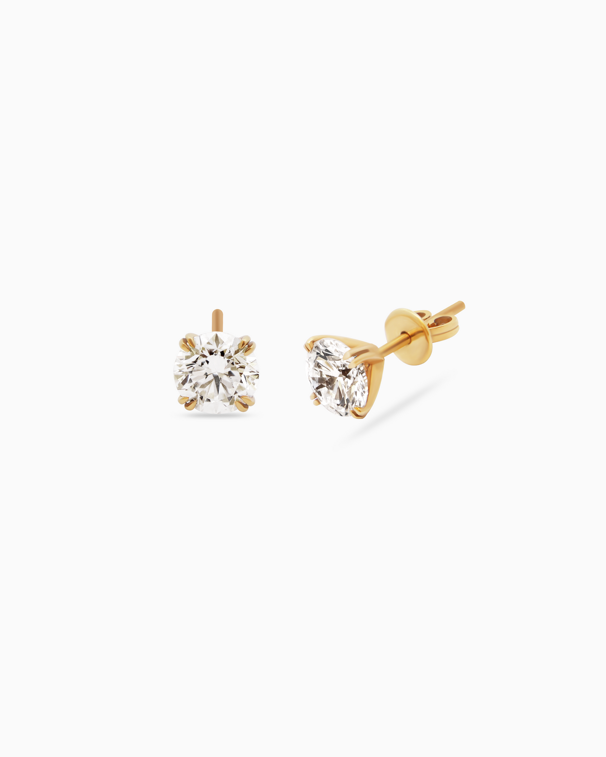 2-Carat Solitaire Stud Earrings – 18k Yellow Gold (2.10ctw)