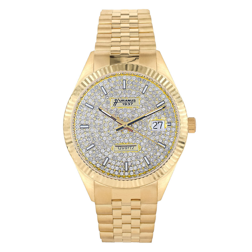 Huranus 1937 XR Gent Pave Gold Watch