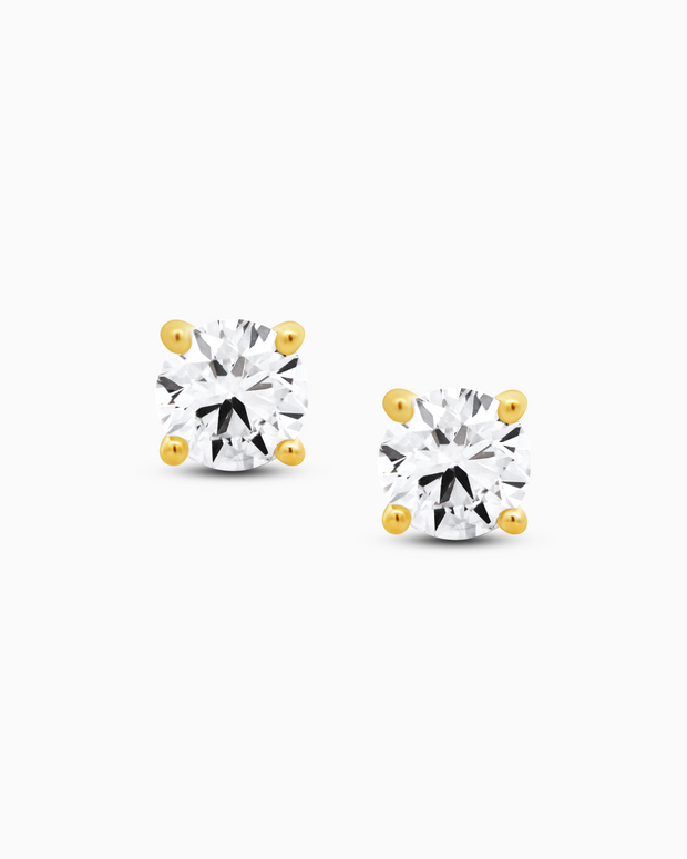 18K Yellow Gold Round Lab-Grown Diamond Stud Earrings – 2.00ct.