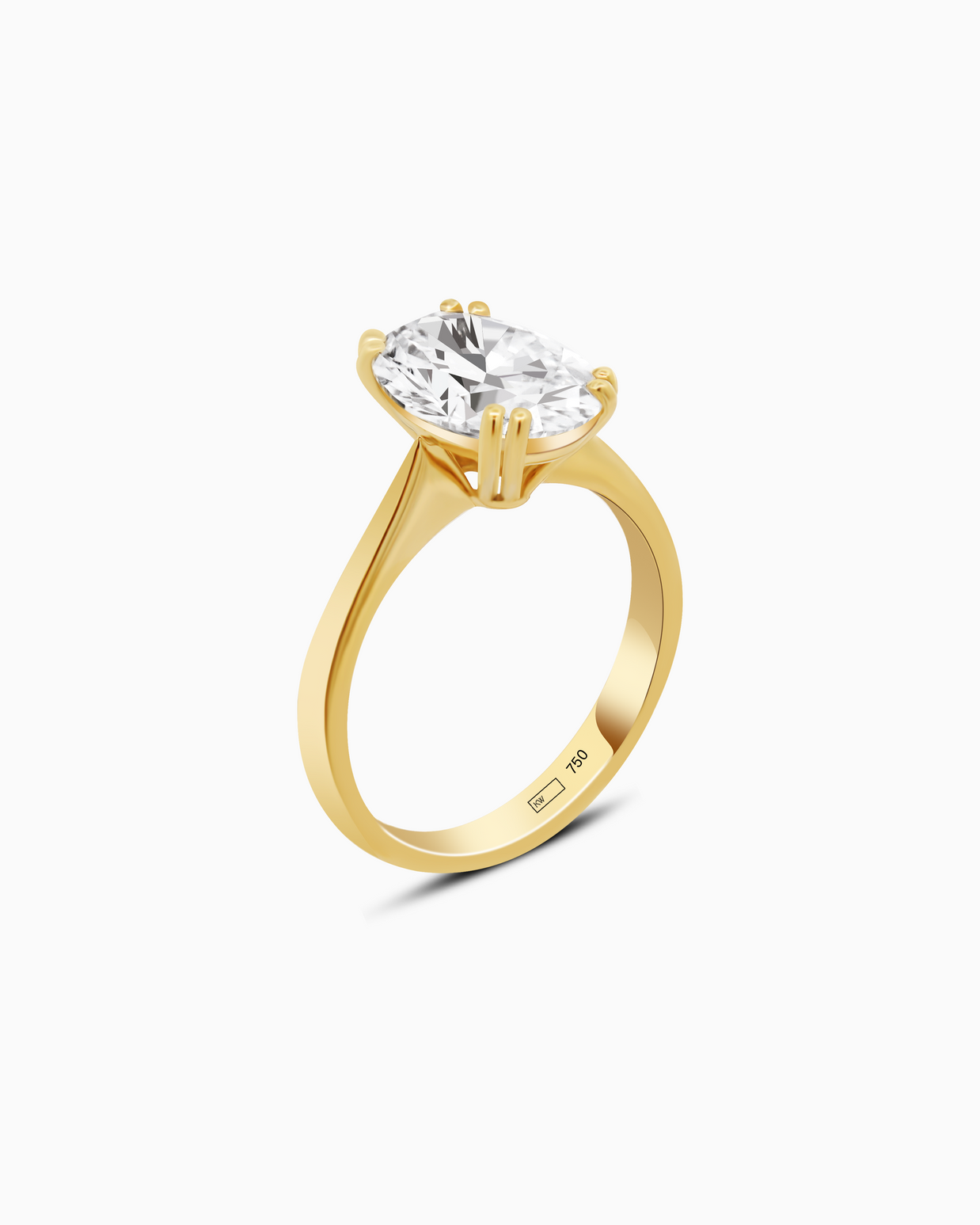 3ct Oval Lab-Grown Diamond Solitaire Ring – 18k Gold