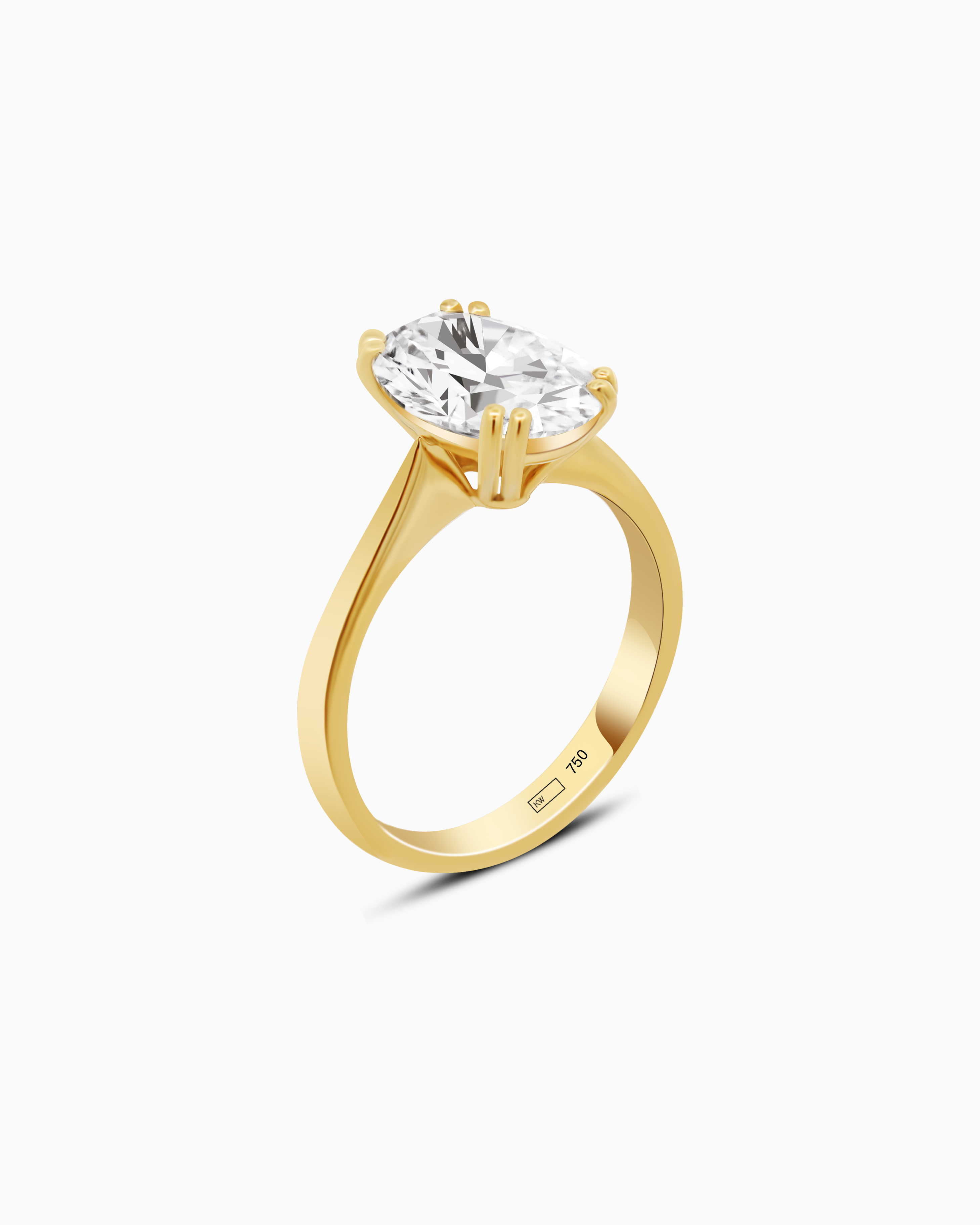 3ct Oval Lab-Grown Diamond Solitaire Ring – 18k Gold