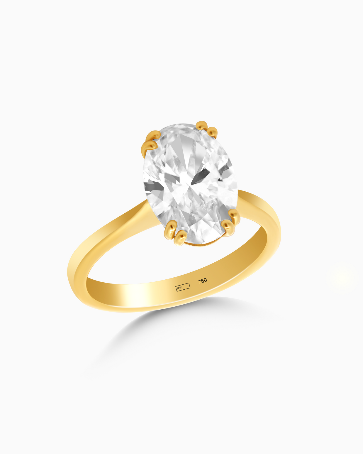 3ct Oval Lab-Grown Diamond Solitaire Ring – 18k Gold