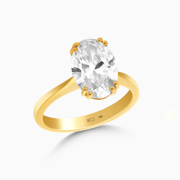 3ct Oval Lab-Grown Diamond Solitaire Ring – 18k Gold