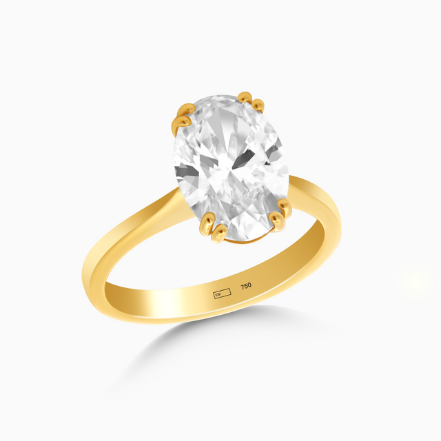 3ct Oval Lab-Grown Diamond Solitaire Ring – 18k Gold