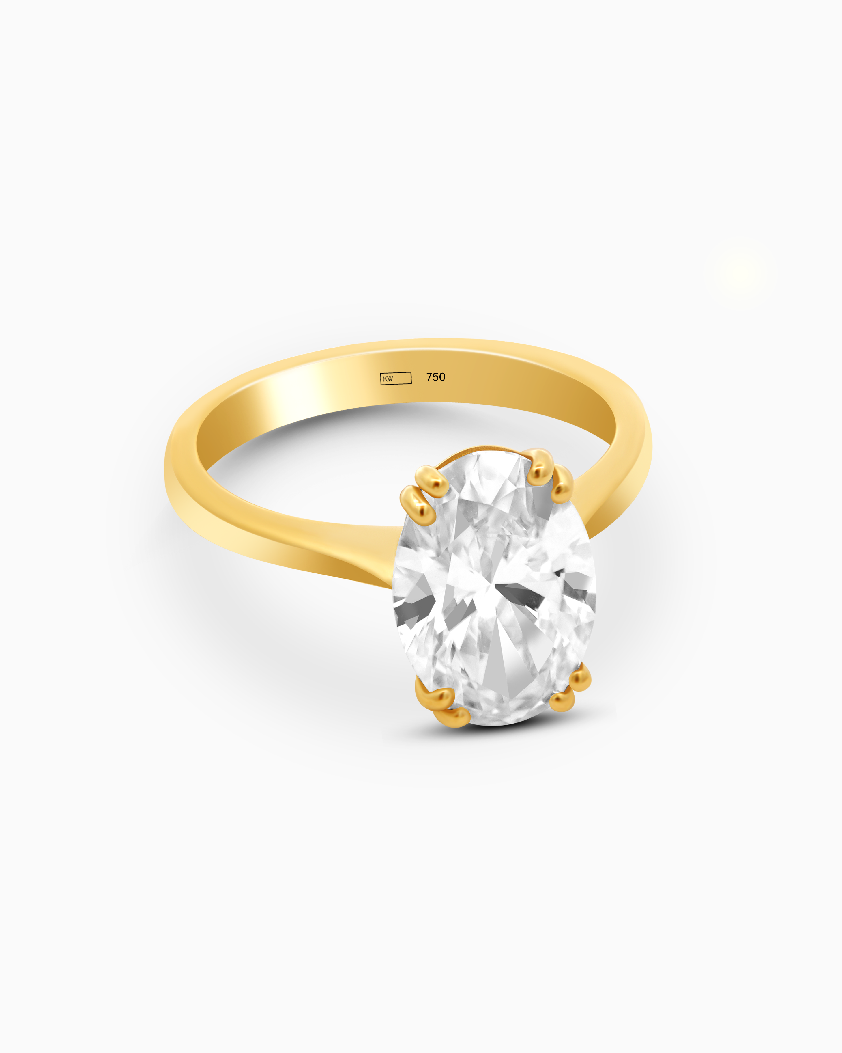 3ct Oval Lab-Grown Diamond Solitaire Ring – 18k Gold