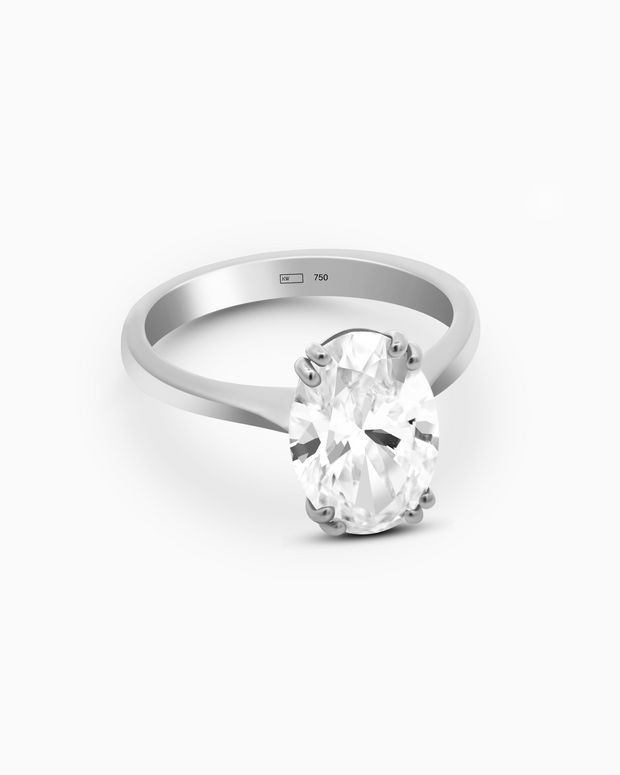 18K White Gold Oval Lab-Grown Diamond Solitaire Ring – 4.00ct.
