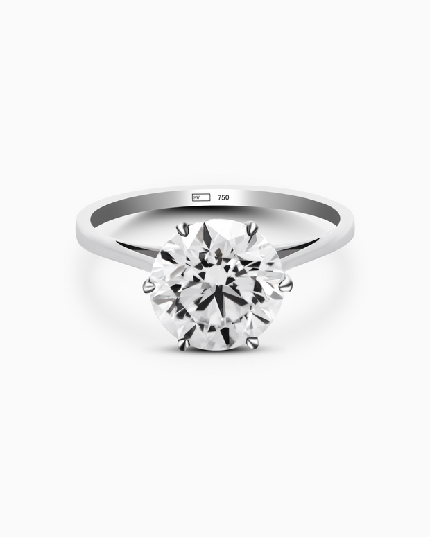 18K White Gold Round Lab-Grown Diamond Solitaire Ring – 2.50ct.