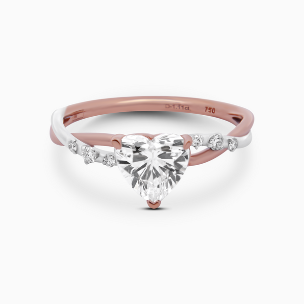 Classic Heart Diamond Ring 1ct 18K Two-Tone Gold