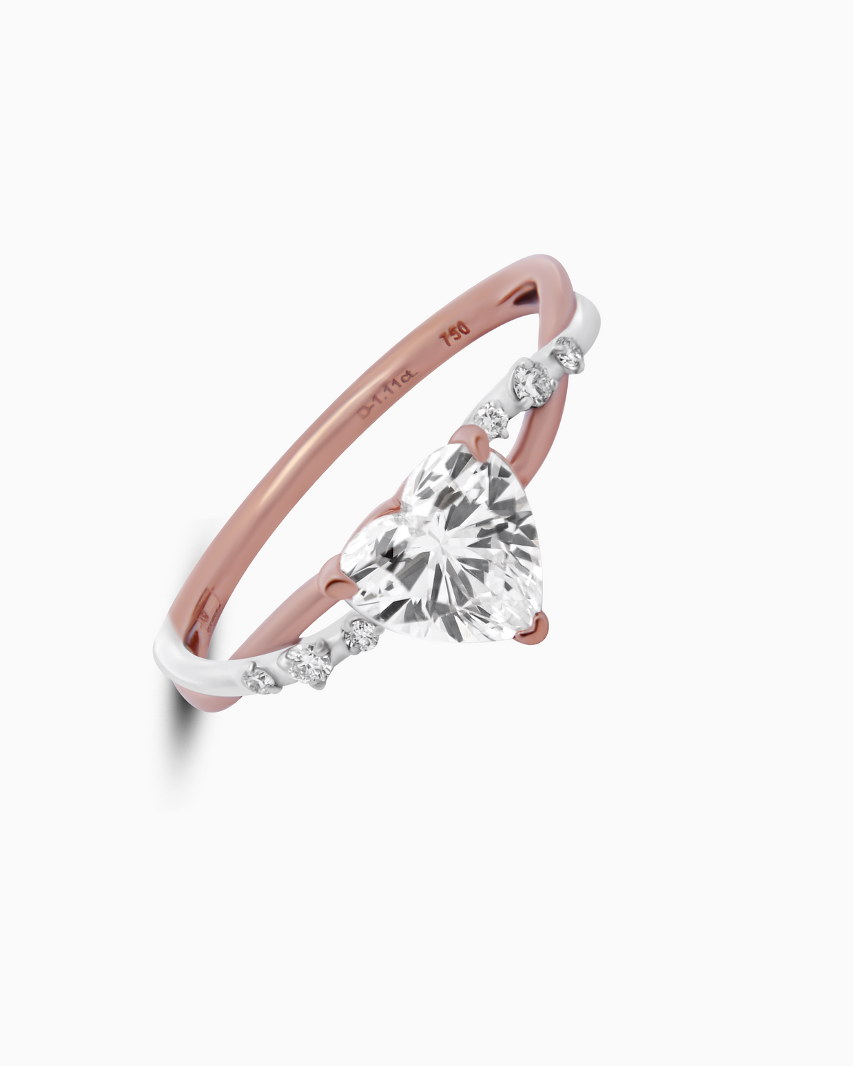 Classic Heart Diamond Ring 1ct 18K Two-Tone Gold