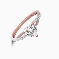 Classic Heart Diamond Ring 1ct 18K Two-Tone Gold