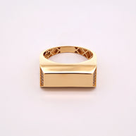 18K Gold Geometric Signet Ring with Pavé Accents