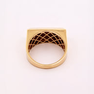 18K Gold Geometric Signet Ring with Pavé Accents