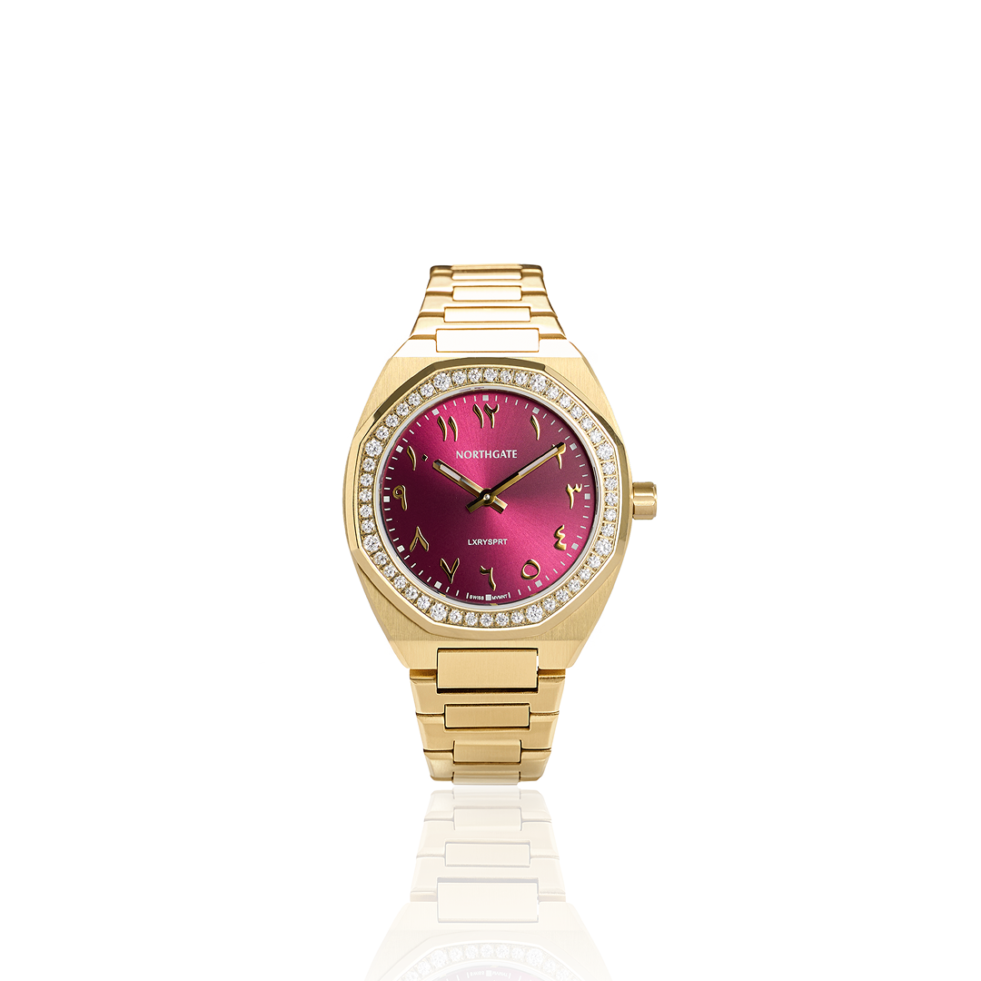 Shiny cherry diamond gold size 34mm