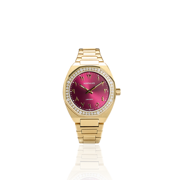 Shiny cherry diamond gold size 34mm