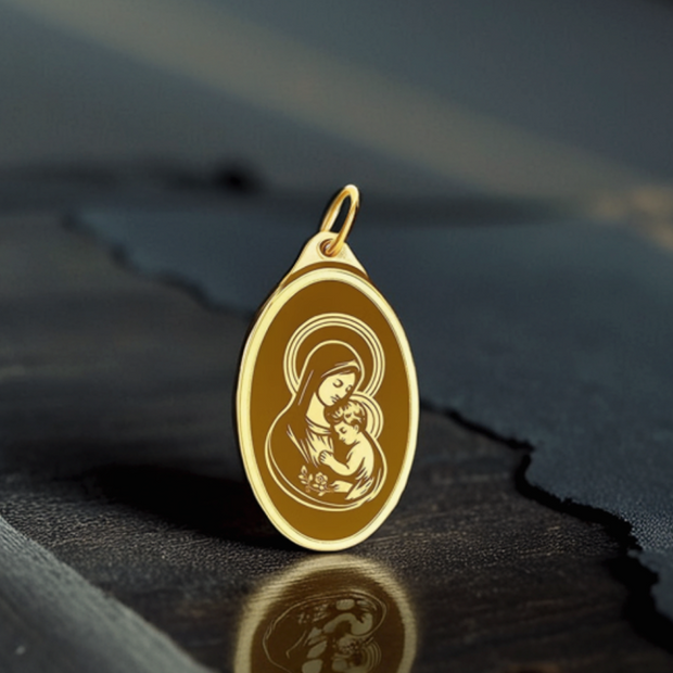 5 Grams Gold Pendant 24K – (Virgin Mary) Design