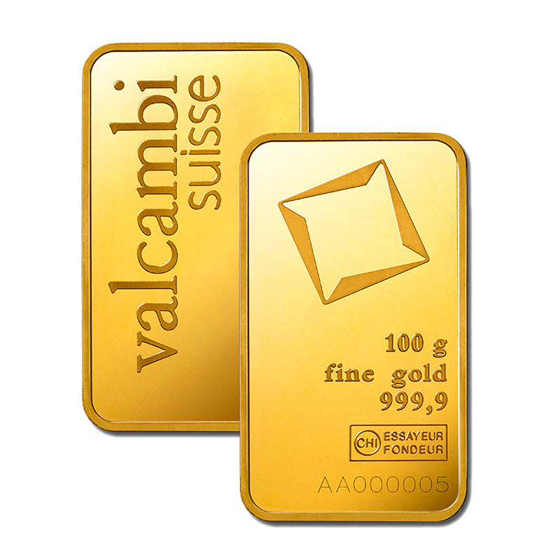 سبيكة ذهب فالكامبي سويس عيار 24 وزن 100 غرام