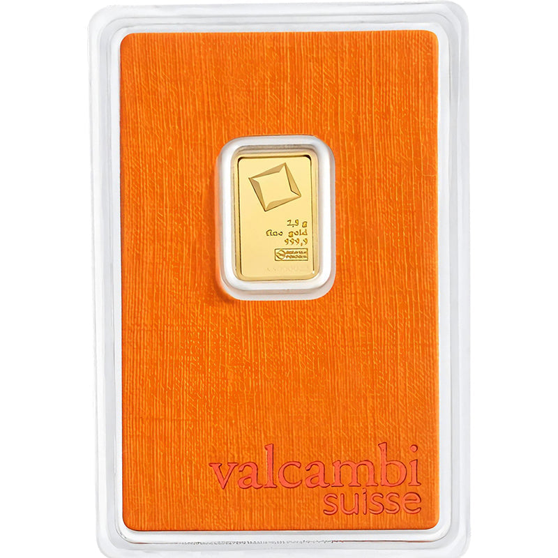 2.5 Gram Gold Bar 24KT Valcambi Suisse Gold -