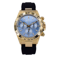 Huranus Chronograph Azur Dial – 18k Gold & Rubber Strap