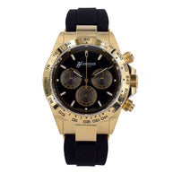 Huranus Chronograph Black Dial – 18k Gold & Rubber Strap