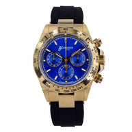 Huranus Chronograph Blu Dial – 18k Gold & Rubber Strap