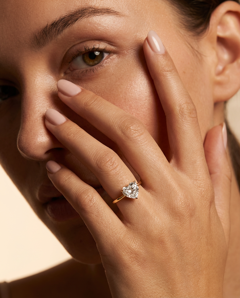 Heart Diamond Ring in 18K Gold