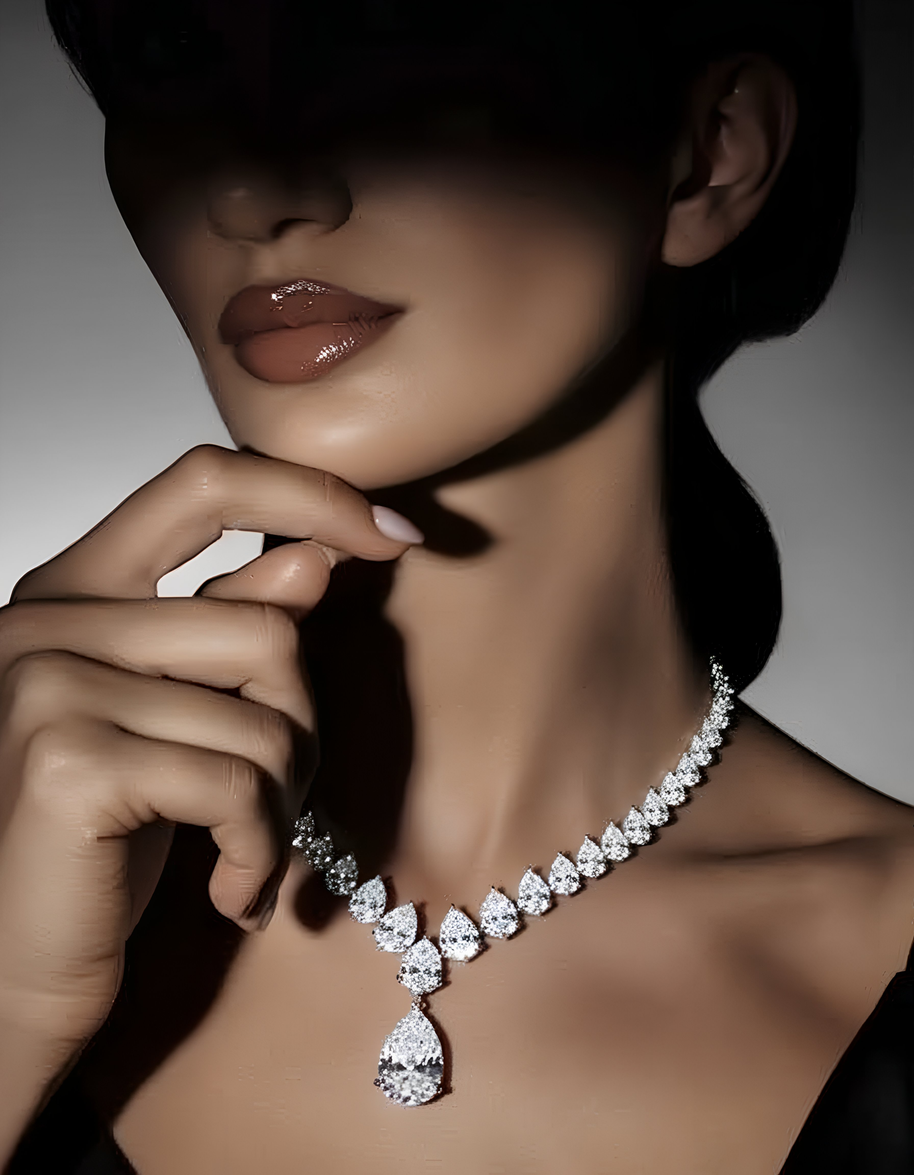 Pear Drop Lab Grown Diamond Necklace – 25.83ctw in 18k White Gold