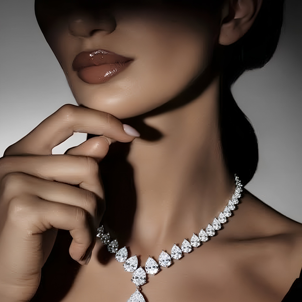 Pear Drop Lab Grown Diamond Necklace – 25.83ctw in 18k White Gold