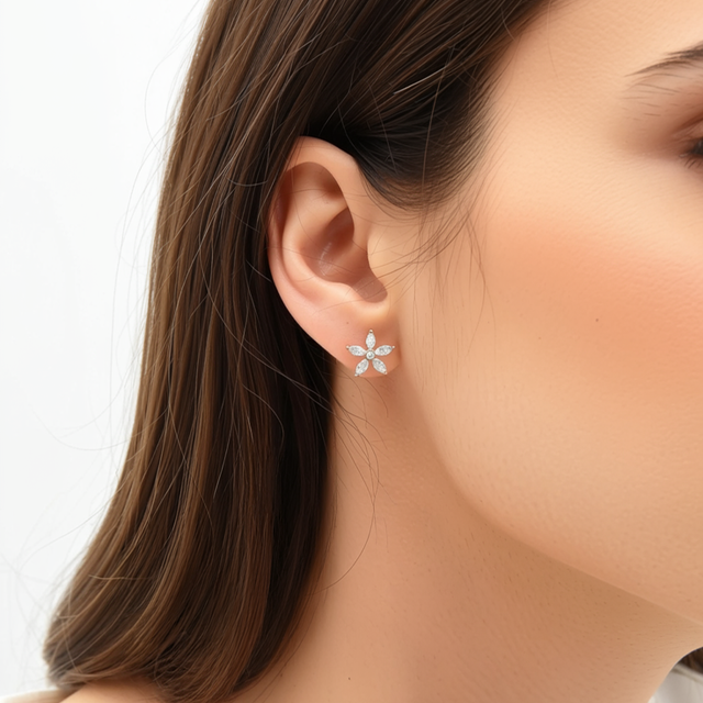 The 5-Petal Marquise Diamond Floral Studs (0.90ctw)