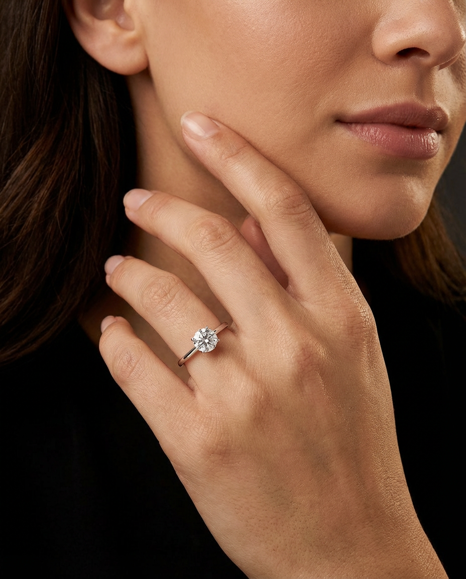 Classic Solitaire Round Diamond Ring 0.76ct 18K Gold