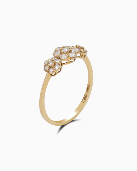 18K Gold Round Brilliant Diamond Bold Solitaire Ring