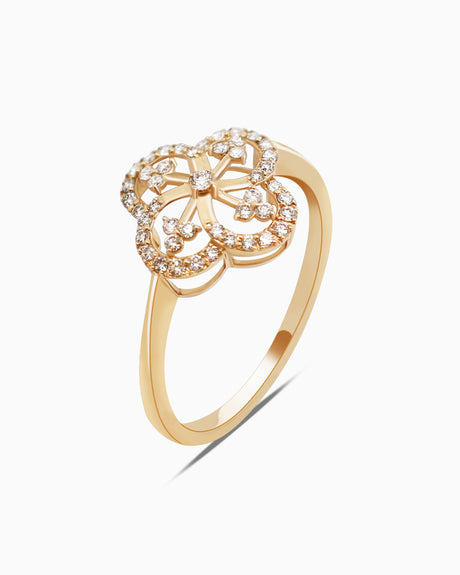 18K Gold Round Brilliant Diamond Charming Solitaire Ring