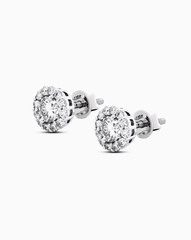 18K White Gold Diamond Cluster Stud Earrings – 0.90ct.