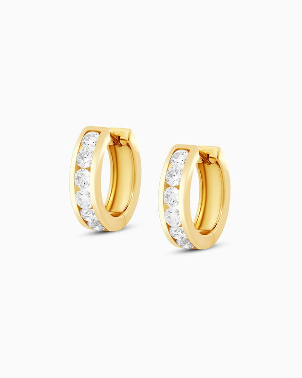 18K Yellow Gold Lab-Grown Diamond Huggie Hoop Earrings – 0.80ct.