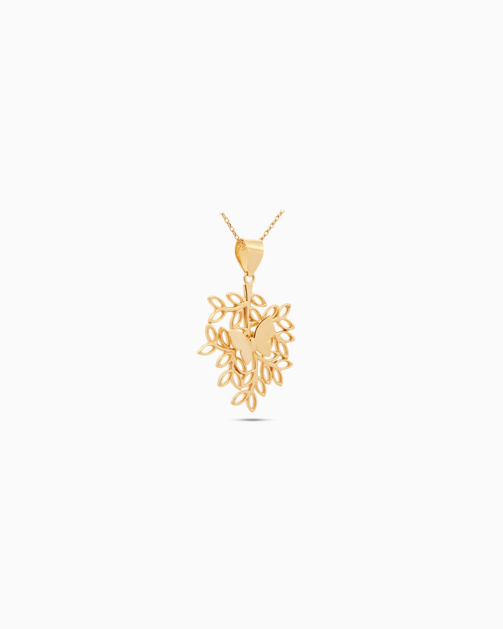 18K Gold Butterfly Leaf Pendant