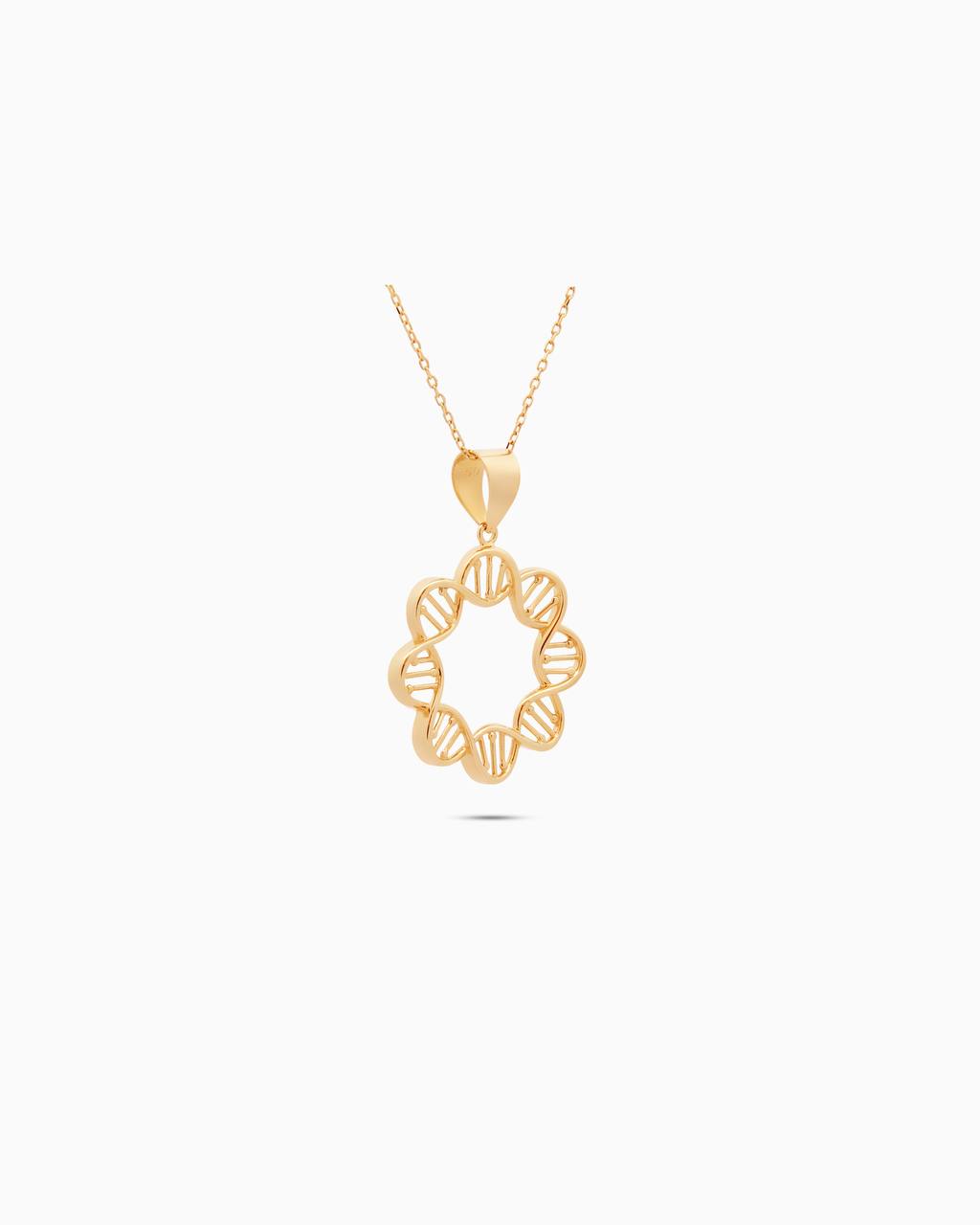 18K Gold Helix Circle Pendant