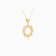 18K Gold Helix Circle Pendant